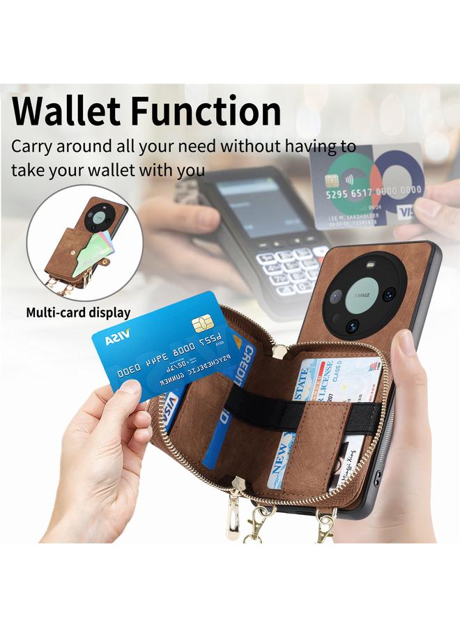 S-TOP Case For Huawei Mate 60 Pro Crossbody Multi-function Zipper Wallet Phone Case - Image 4