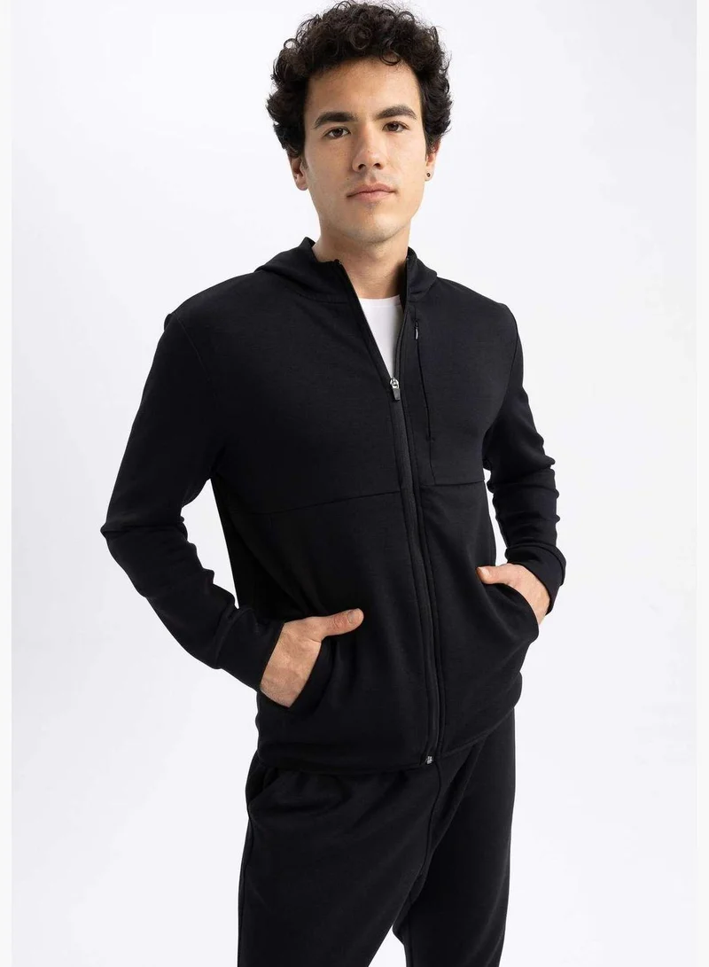 DeFacto Man Slim Fit Hooded Long Sleeve Knitted Cardigan