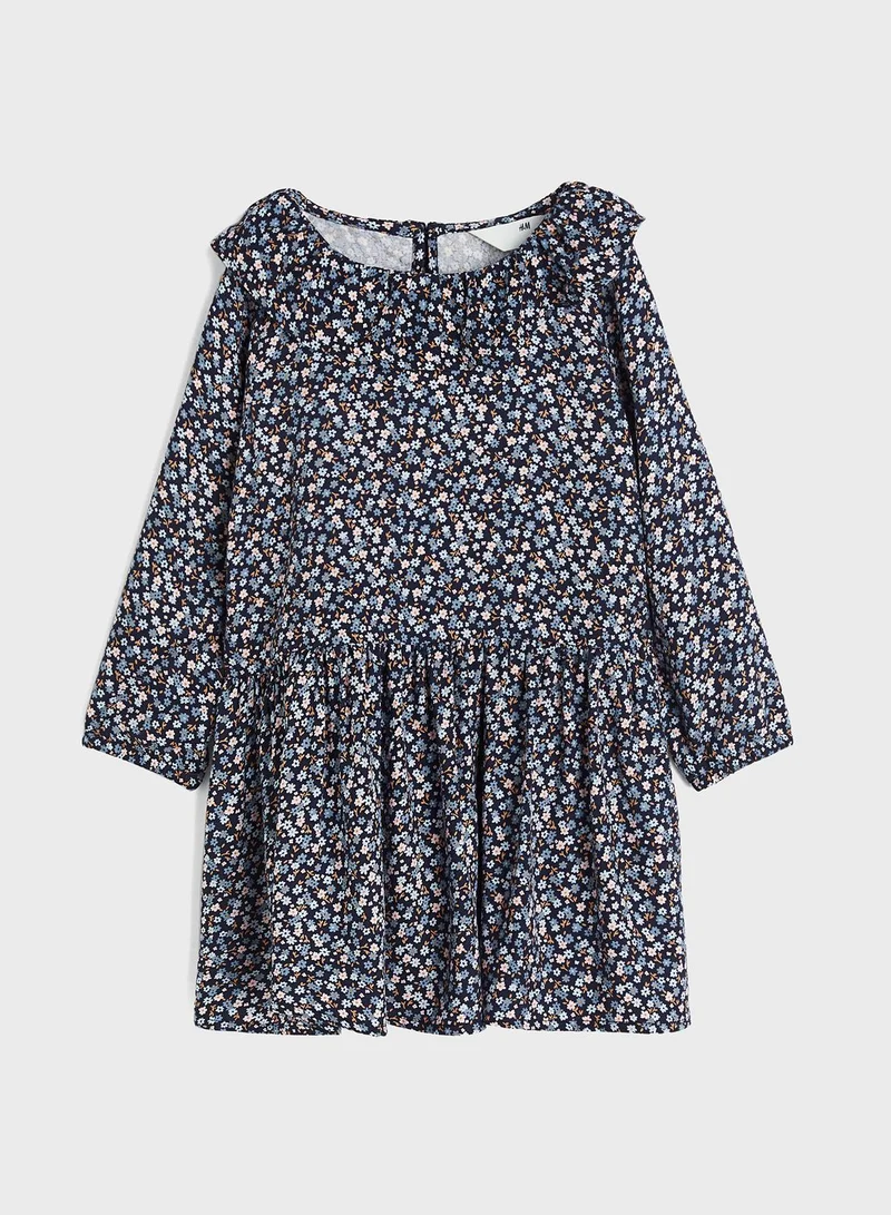 H&M Kids Floral Print Flounce Trimmed Midi Dress