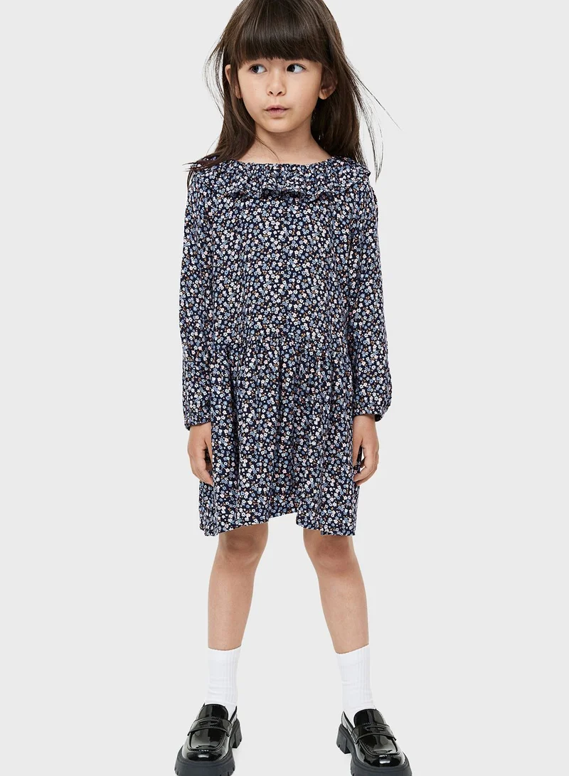 H&M Kids Floral Print Flounce Trimmed Midi Dress