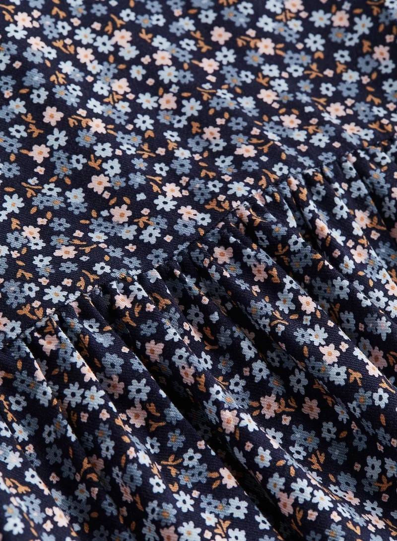 H&M Kids Floral Print Flounce Trimmed Midi Dress