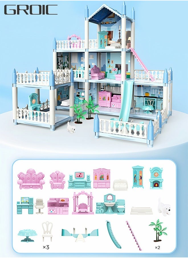 GROIC Doll House Dreamhouse for Girls,3-Story 7 Rooms Doll House,Fully Furnished Dollhouses,Pretend Play House with Accessories,Play House Accessories  - Image 1