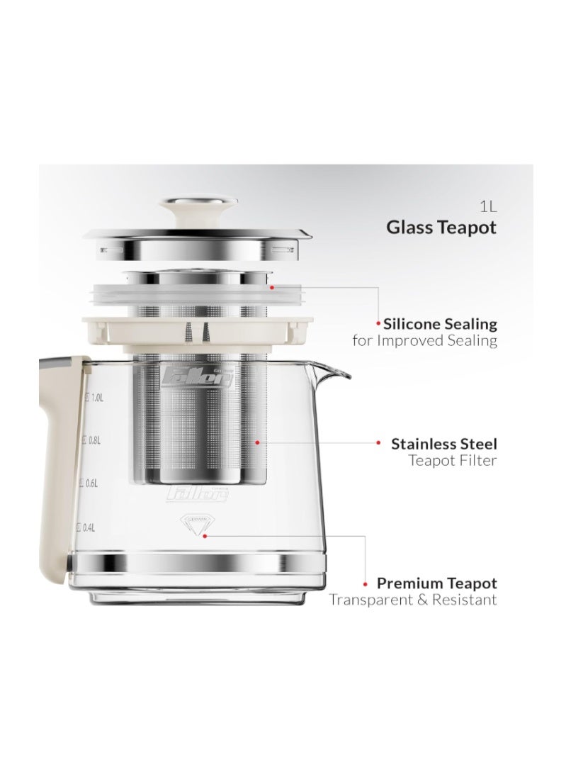 Feller Germany 2200 W 2-in-1 Retro Teamaker/Coffee Maker +1.7L Stainless Steel Electric Kettle with Strix, Adjustable Touch Teapot Temp+LED Display, TS490, 2Y Guarantee-UAE Version - Image 5
