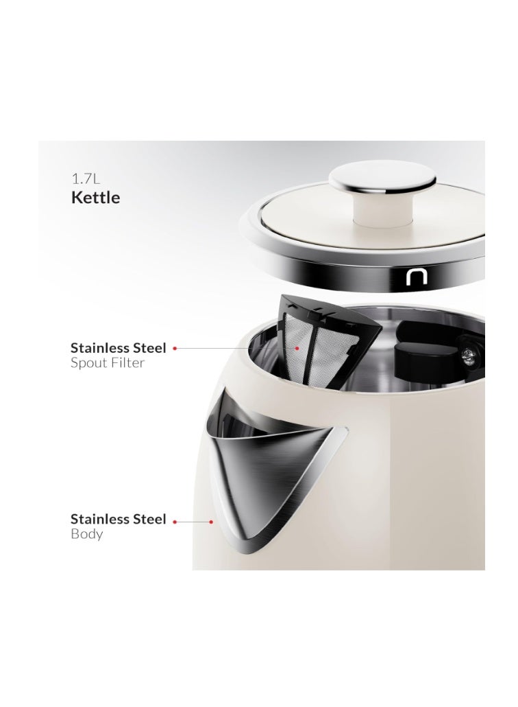 Feller Germany 2200 W 2-in-1 Retro Teamaker/Coffee Maker +1.7L Stainless Steel Electric Kettle with Strix, Adjustable Touch Teapot Temp+LED Display, TS490, 2Y Guarantee-UAE Version - Image 4