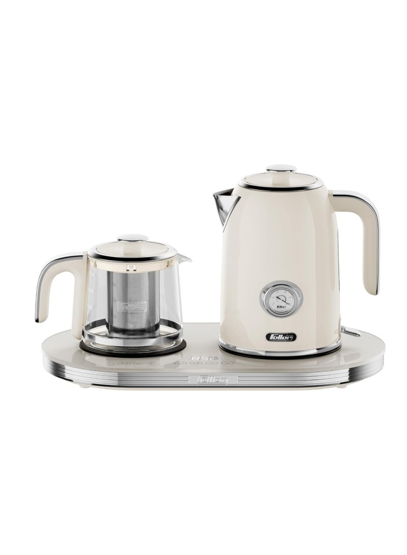 Feller Germany 2200 W 2-in-1 Retro Teamaker/Coffee Maker +1.7L Stainless Steel Electric Kettle with Strix, Adjustable Touch Teapot Temp+LED Display, TS490, 2Y Guarantee-UAE Version - Image 1