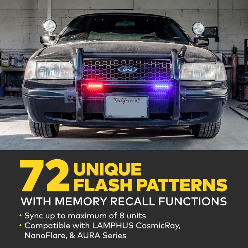 LAMPHUS PlanarFlash 6W Blue White LED Surface Mount Police Grill Strobe Warning Lights [Sync-able Mode] Clear 12V Grille Flashing Emergency Fire Light for Firefigher Responder EMS Vehicle Truck - Image 2