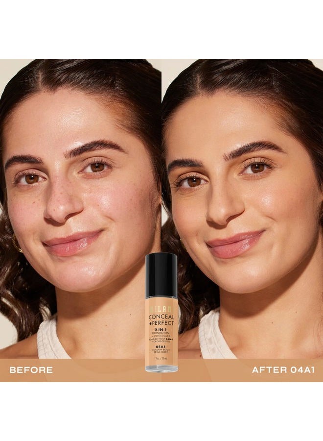 MILANI أساس سائل كونسيل + بيرفكت - بيج ذهبي، 1 أونصة سائلة - خالي من القسوة، يغطي العيوب والتغيرات اللونية لبشرة خالية من العيوب - Image 2
