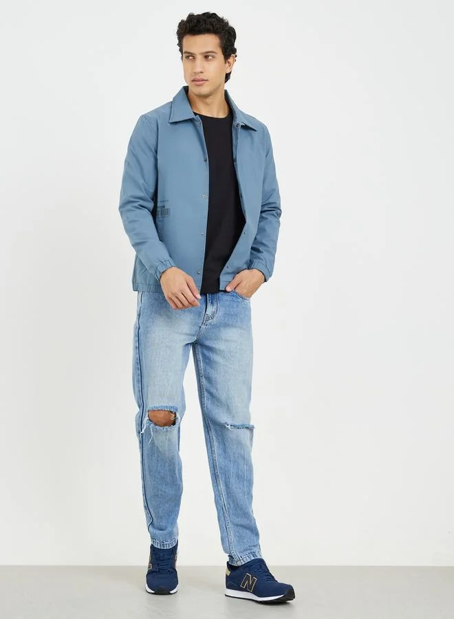 Fort Collins Printed Barcode Windcheater Jacket by Styli
