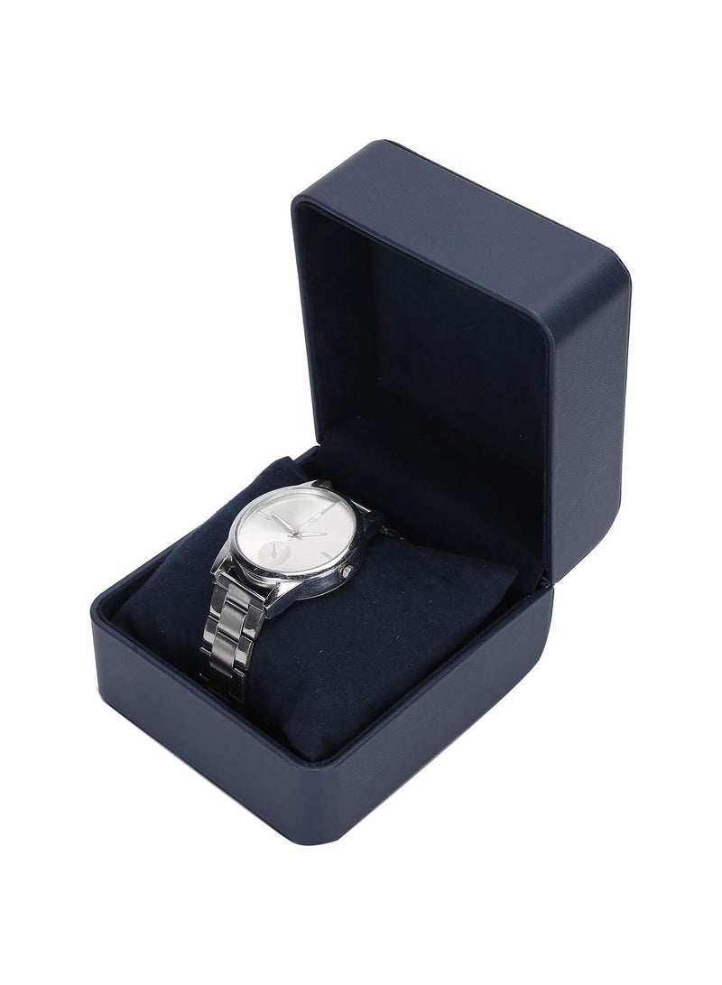 GGOOT Single Slot Watch Box with Soft Pillow, PU Leather Watch Display Case Jewelry Organizer for Men Women Traveling Gift Bracelet(Dark Blue) - Image 5