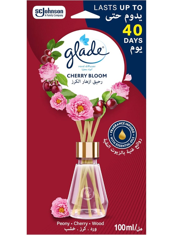 Glade Reed Diffuser, Cherry Bloom, Peony & Cherry & Wood, 100ml - Image 1