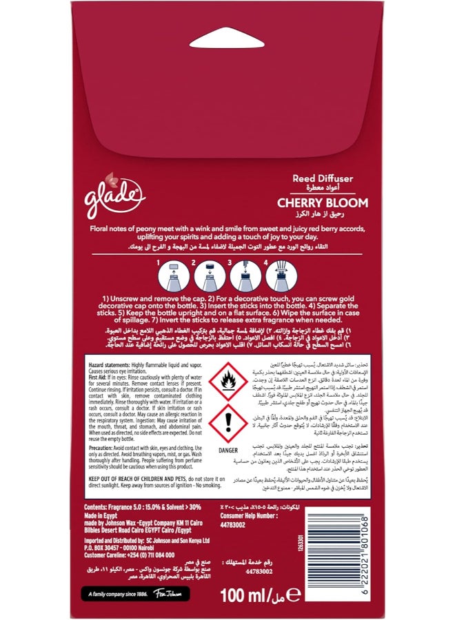 Glade Reed Diffuser, Cherry Bloom, Peony & Cherry & Wood, 100ml - Image 2