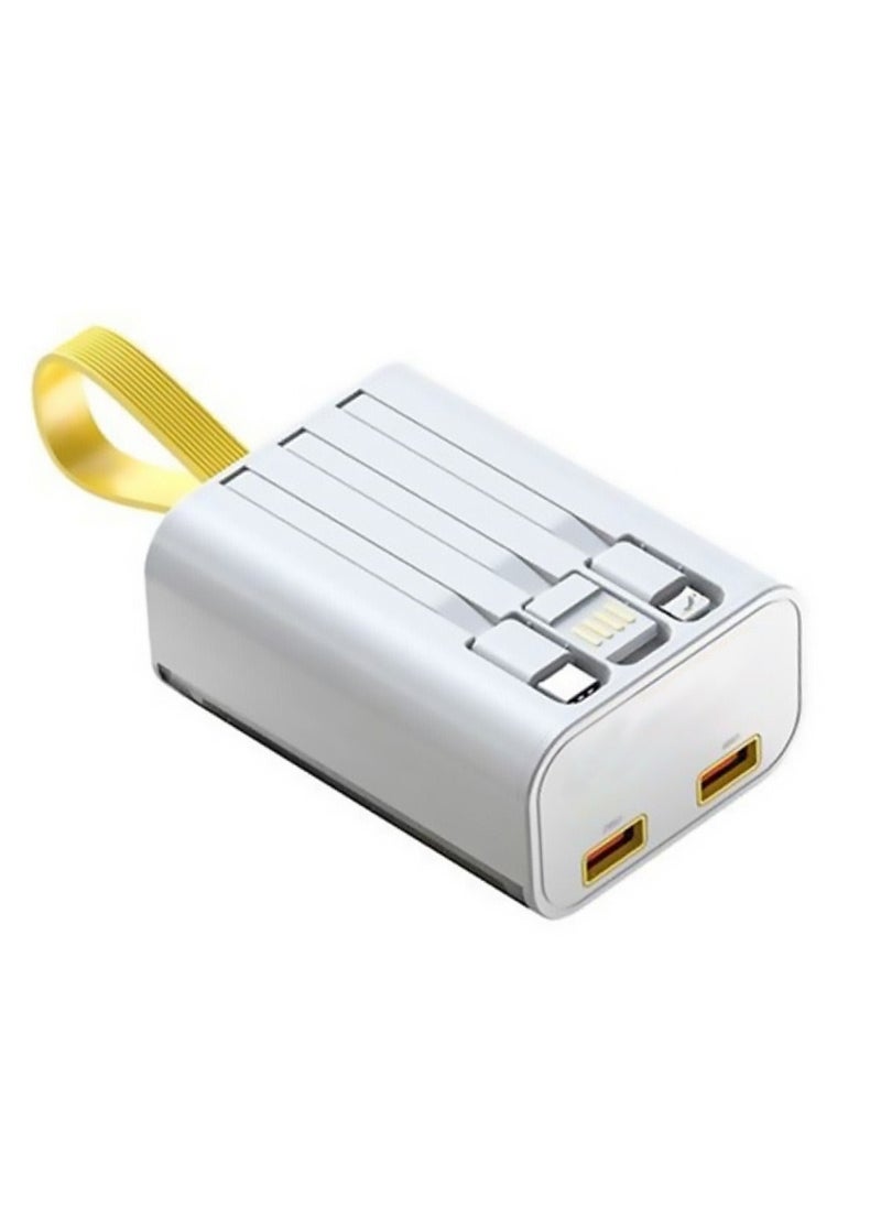 Generic 10000mAh Power Bank with 3-in-1 Built-in ( Micro, Lightning, USB-A) Charging Cables, P105 - White  - Image 1