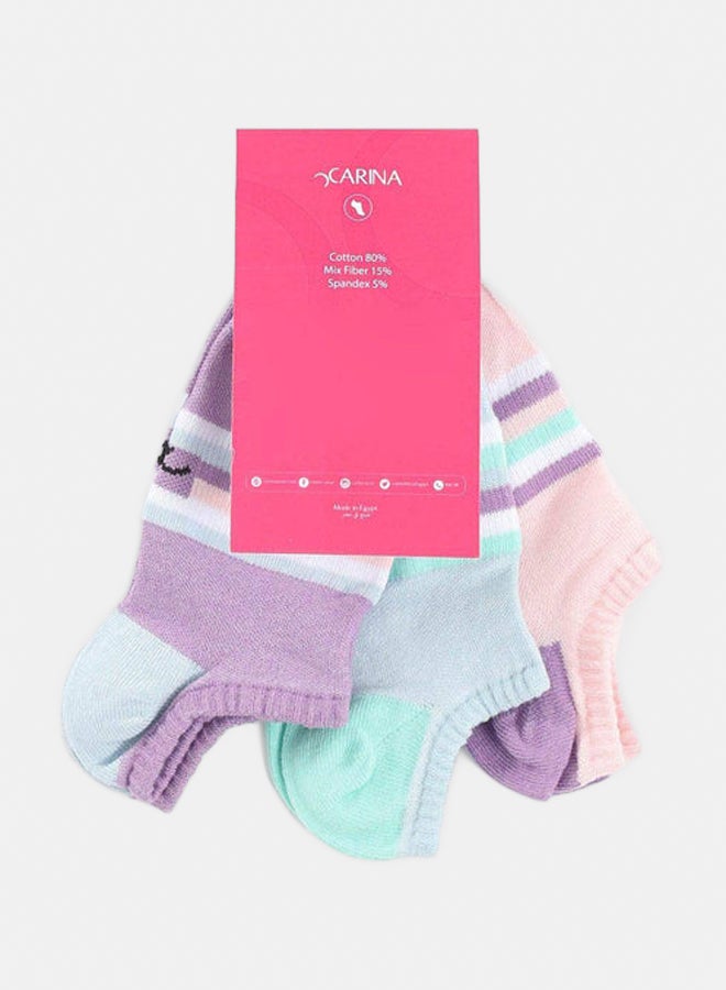 Carina Striped Low Cut Socks - 3 Pairs - Image 2