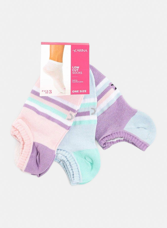 Carina Striped Low Cut Socks - 3 Pairs - Image 1