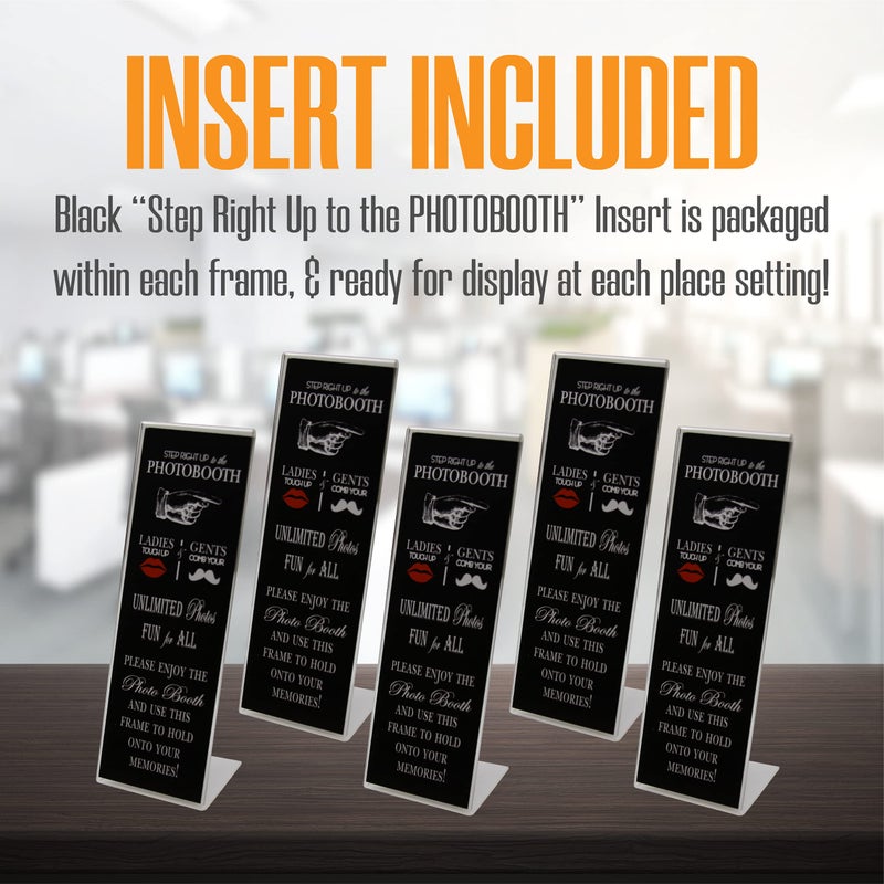 Photo Booth Nook | 2x6 Slanted Photo Booth Frames (100 Count) | Crystal Clear Acrylic Photo Booth Picture Frame with Black Inserts | Bulk - Image 3