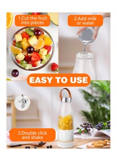 KASTWAVE Portable Juice Blender, 420ml Personal Blender for Shakes and Smoothies with 6 Blades, Small Blender USB Rechargeable, Handheld Juicer Cup for Office/Kitchen/Gym/Outdoor (White)  - Image 5