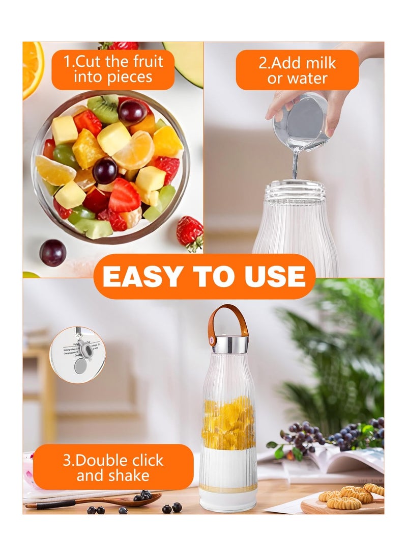 KASTWAVE Portable Juice Blender, 420ml Personal Blender for Shakes and Smoothies with 6 Blades, Small Blender USB Rechargeable, Handheld Juicer Cup for Office/Kitchen/Gym/Outdoor (White) - Image 5