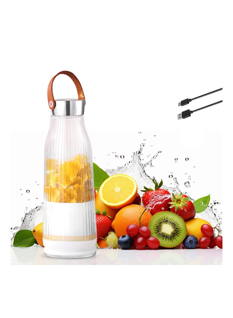 KASTWAVE Portable Juice Blender, 420ml Personal Blender for Shakes and Smoothies with 6 Blades, Small Blender USB Rechargeable, Handheld Juicer Cup for Office/Kitchen/Gym/Outdoor (White) - Image 1