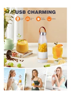 KASTWAVE Portable Juice Blender, 420ml Personal Blender for Shakes and Smoothies with 6 Blades, Small Blender USB Rechargeable, Handheld Juicer Cup for Office/Kitchen/Gym/Outdoor (White)  - Image 3