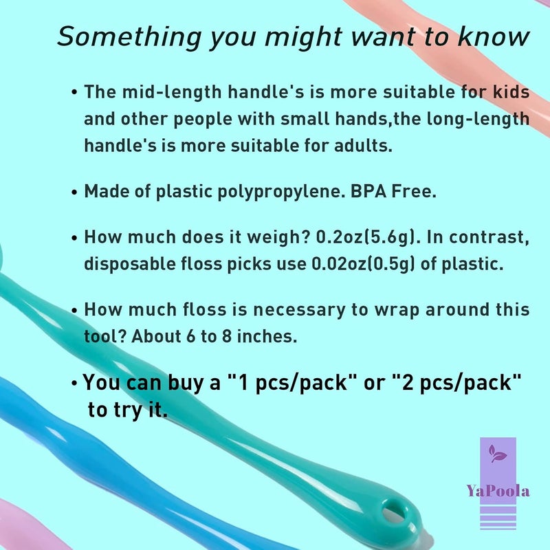 YaPoola Reusable NO-Waste Dental Floss Handle 1 Counts for Adults and Kids Teeth Cleaning Interdental Brush Unflavored Floss Picks Colorful Design floas Holder Flosser - Image 3