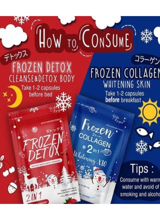 Disney FROZEN Pack of Frozen Collagen Plus 2in1 Whitening X10 (60 Capsules) and Frozen Detox 2in1 Detox and Fiberry (60 Capsules), Combat Acne, Freckles, Melasma, Lighten and Brighten Skin for Radiant Youthful Glow  - Image 4