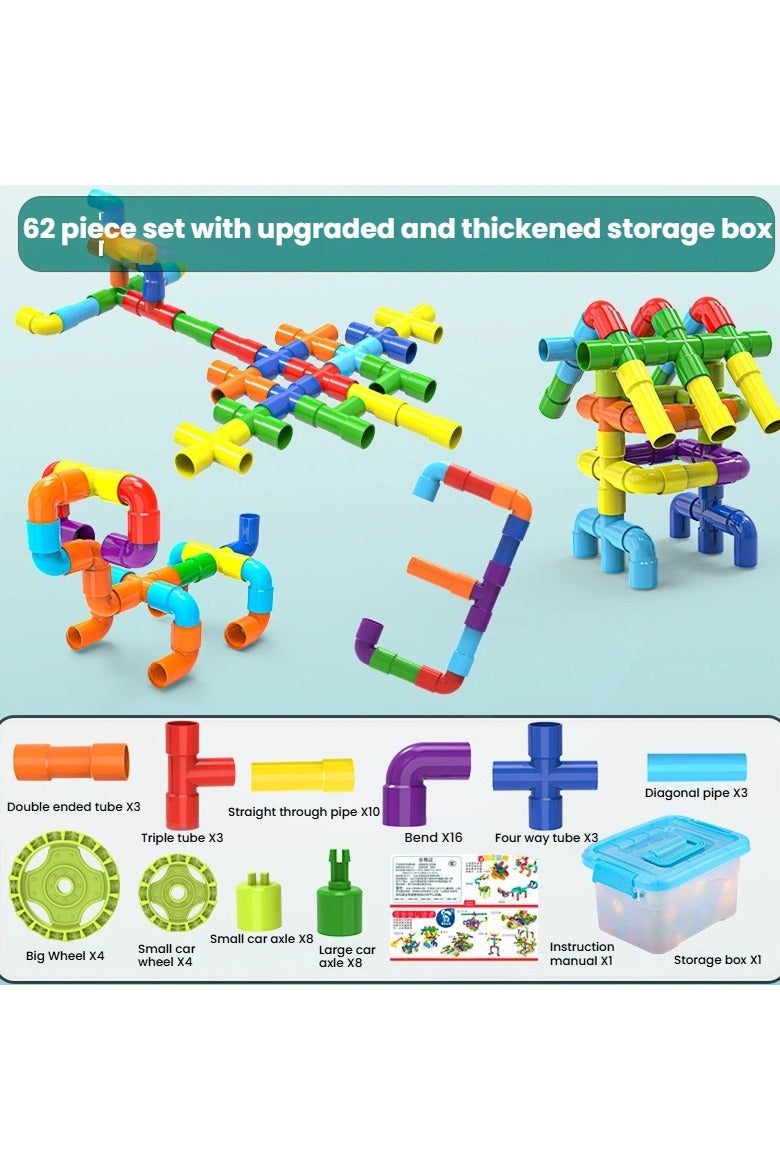 general Pipe Building Toys, Early Learning Educational Tubular Pipes, Kids Building Blocks, Toys for 3 Year Old + Boys and Girls, 62 Pcs Toy Set - Image 4