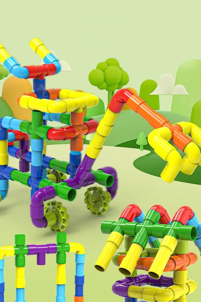 general Pipe Building Toys, Early Learning Educational Tubular Pipes, Kids Building Blocks, Toys for 3 Year Old + Boys and Girls, 62 Pcs Toy Set - Image 1