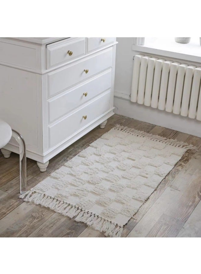 New foreign trade export retro Nordic style tassel carpet cotton thread three-dimensional tufted bedroom bedside mat handmade floor - Image 3