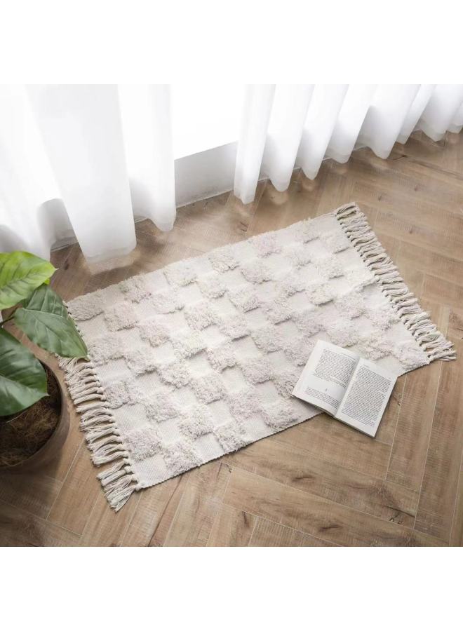 New foreign trade export retro Nordic style tassel carpet cotton thread three-dimensional tufted bedroom bedside mat handmade floor - Image 2