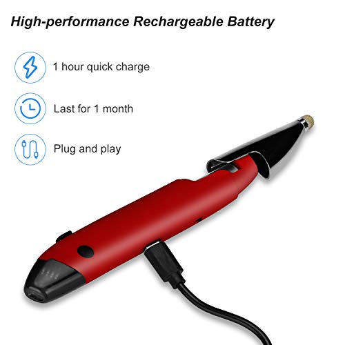 lychee Rechargeable Pocket Pen Mouse, Left/Right-Handed Wireless Optical Ergonomic Mouse with Stylus Function RGB Backlit Type-C & Micro USB Adapter for PC Laptop Notebook Mac (Red) - Image 4
