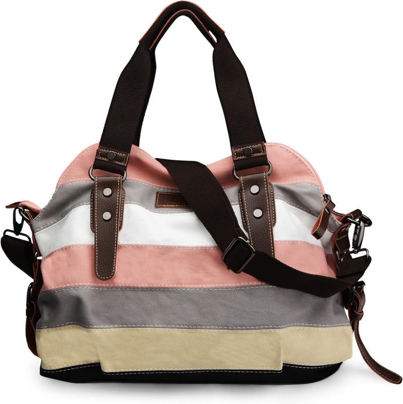 SNUG STAR Canvas Handbag Multi-Color Striped Lattice Cross Body Shoulder Purse Bag Tote-Handbag for Women | Striped, Lattice, Shoulder, Purse, Bag, Striped, Lattice, Shoulder, Purse, Bag - Image 1