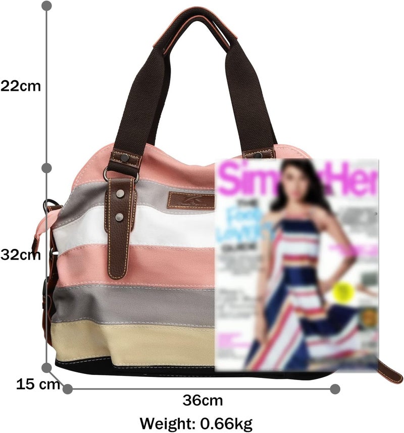 SNUG STAR Canvas Handbag Multi-Color Striped Lattice Cross Body Shoulder Purse Bag Tote-Handbag for Women | Striped, Lattice, Shoulder, Purse, Bag, Striped, Lattice, Shoulder, Purse, Bag - Image 3