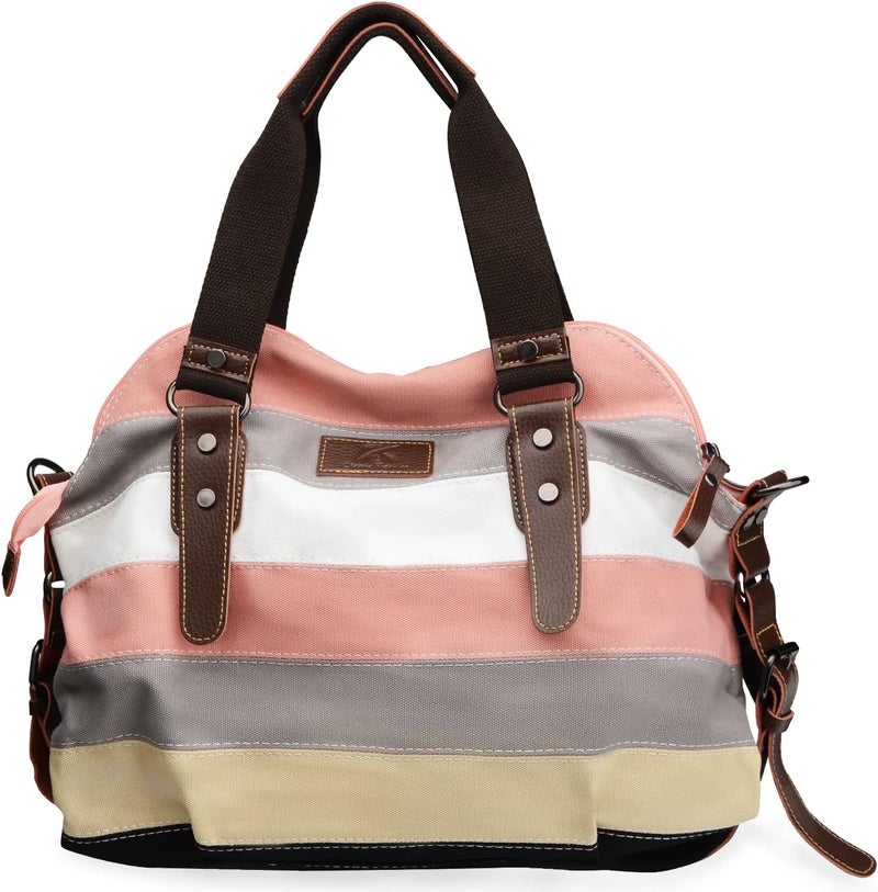 SNUG STAR Canvas Handbag Multi-Color Striped Lattice Cross Body Shoulder Purse Bag Tote-Handbag for Women | Striped, Lattice, Shoulder, Purse, Bag, Striped, Lattice, Shoulder, Purse, Bag - Image 2