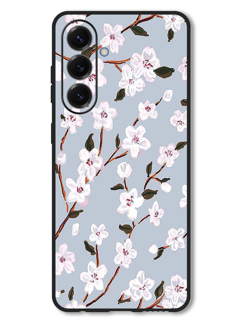 Theodor Case Compatible with Samsung Galaxy F56 6.74 Inch Protection Shockproof Bumper Cover White Flower - Image 1