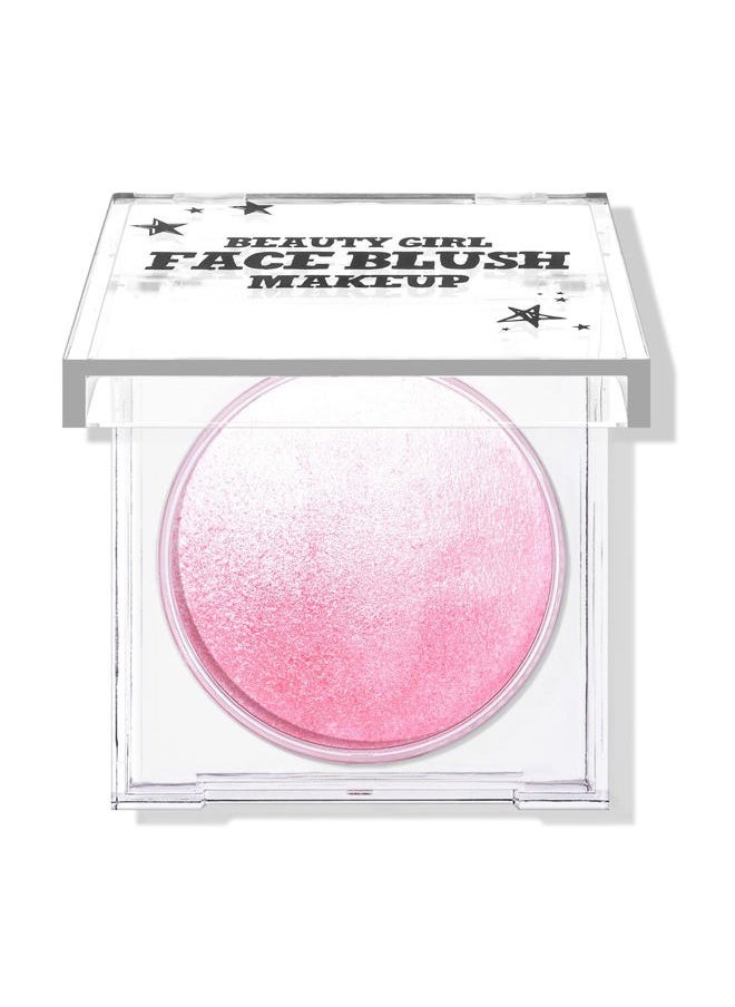 KYDA Pink Baked Blush, Pink Glow Powder for Blush and Highlighter, High Glossy Finish, Lightweight Blendable Shimmer Blusher, Multiuse Baked Powder, 0.53 oz  - Image 1