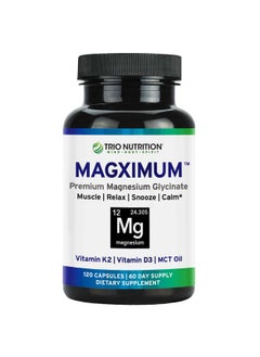 Trio Nutrition Magx Magnesium Glycinate Vitamin D3 Vitamin K2 & Mct Oil; Chelated Magnesium Supplement; Calm Relaxation & Recovery; Well Rested & Ready To Start Your Day*