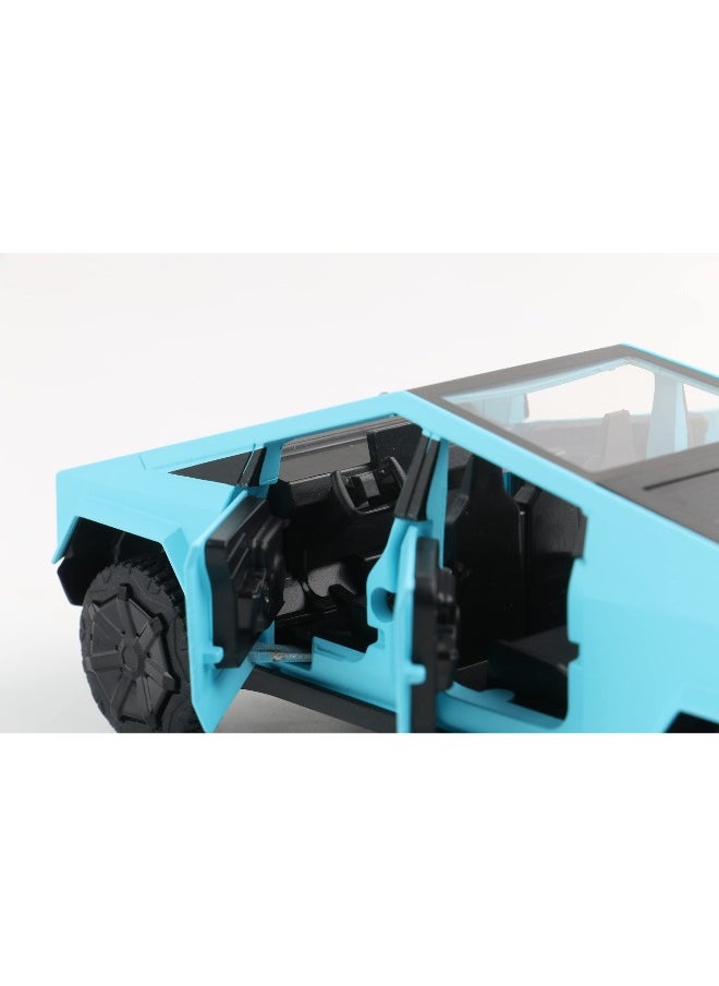 XHD - 1:32 Scale Cybertruck Diecast Model | Pull Back Pickup Truck with Sound & Light | Alloy Toy for Kids & Tesla Enthusiasts | Blue - Image 1