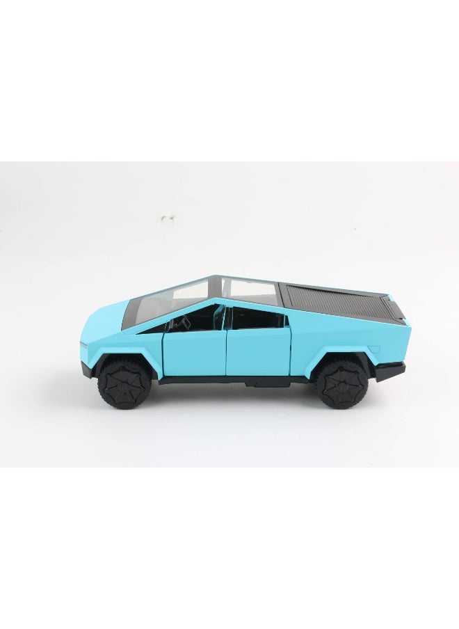 XHD - 1:32 Scale Cybertruck Diecast Model | Pull Back Pickup Truck with Sound & Light | Alloy Toy for Kids & Tesla Enthusiasts | Blue - Image 1
