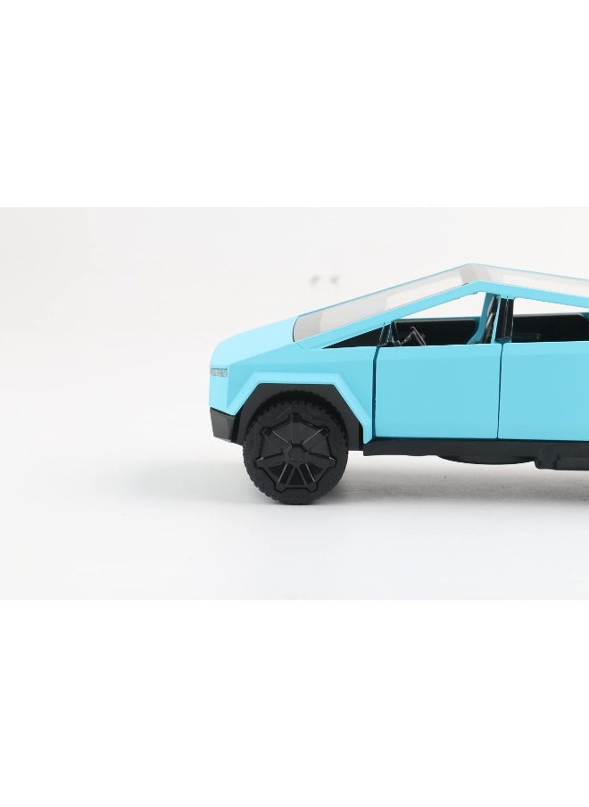 XHD - 1:32 Scale Cybertruck Diecast Model | Pull Back Pickup Truck with Sound & Light | Alloy Toy for Kids & Tesla Enthusiasts | Blue - Image 1