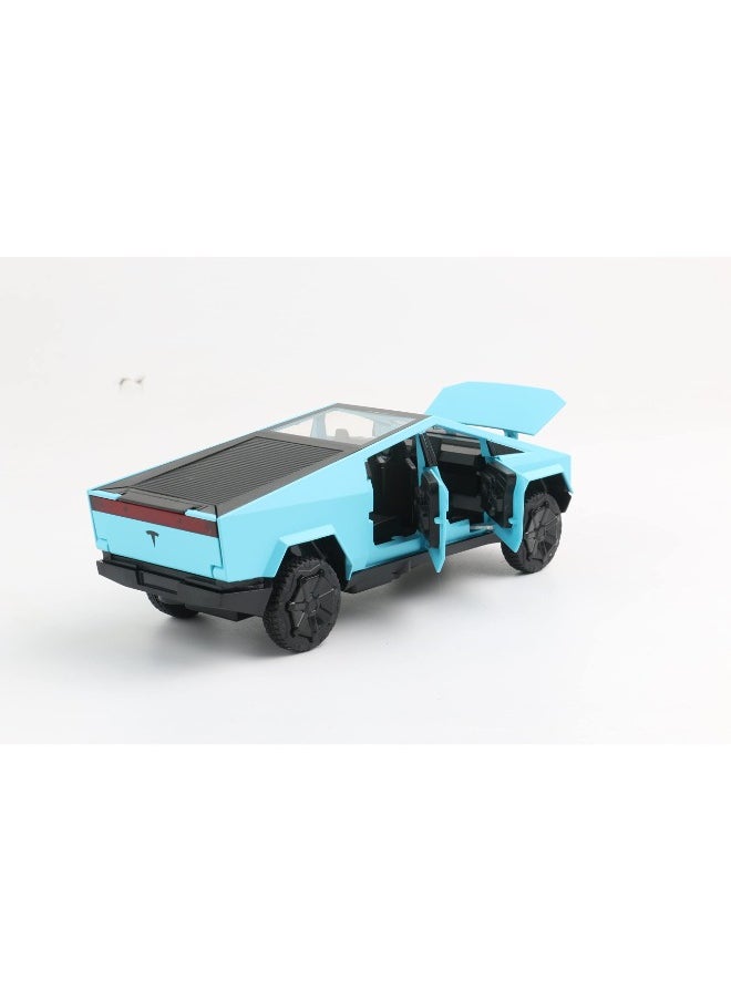 XHD - 1:32 Scale Cybertruck Diecast Model | Pull Back Pickup Truck with Sound & Light | Alloy Toy for Kids & Tesla Enthusiasts | Blue - Image 1