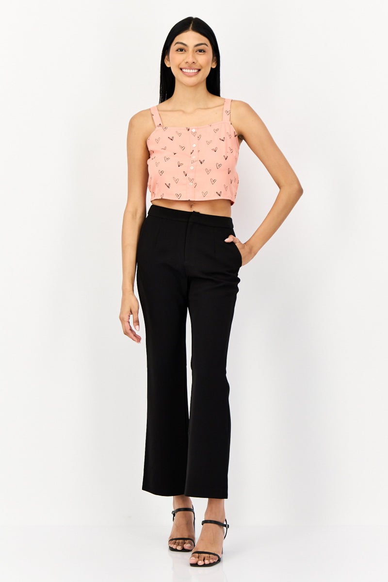 ONLY Women Square Neck Sleeveless Allover Print Tank Top, Dusty Pink - Image 2
