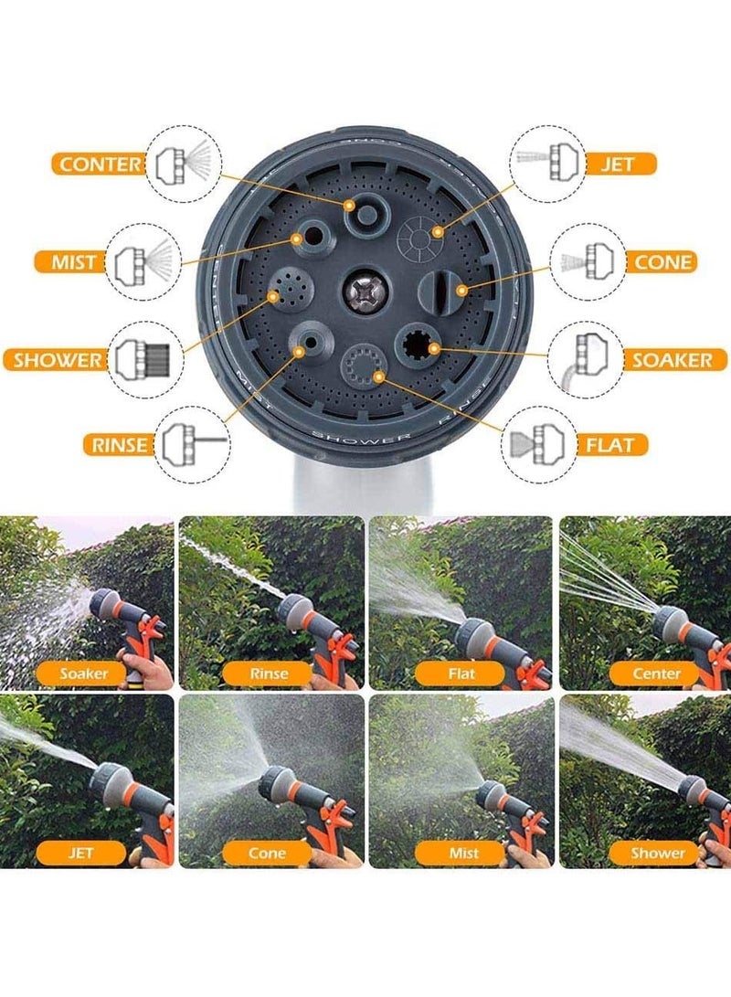 Garden Hose Nozzle, Garden Water Hose Nozzle Sprayer with 3 Connectors, 8 Adjustable Spray Patterns High Pressure Hand Spray Sprayer Hose Nozzle for Garden Watering Plant Cars Pets Showering - Image 2