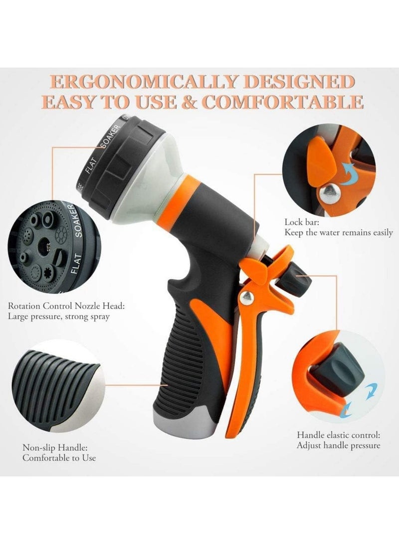 Garden Hose Nozzle, Garden Water Hose Nozzle Sprayer with 3 Connectors, 8 Adjustable Spray Patterns High Pressure Hand Spray Sprayer Hose Nozzle for Garden Watering Plant Cars Pets Showering - Image 4