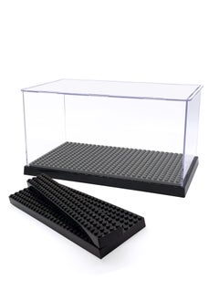 Display Case for Figures, Dustproof Clear Display Box, Acrylic Display Case for Brick Figures, Suitable for Minifigures Action Figures Blocks (Black)