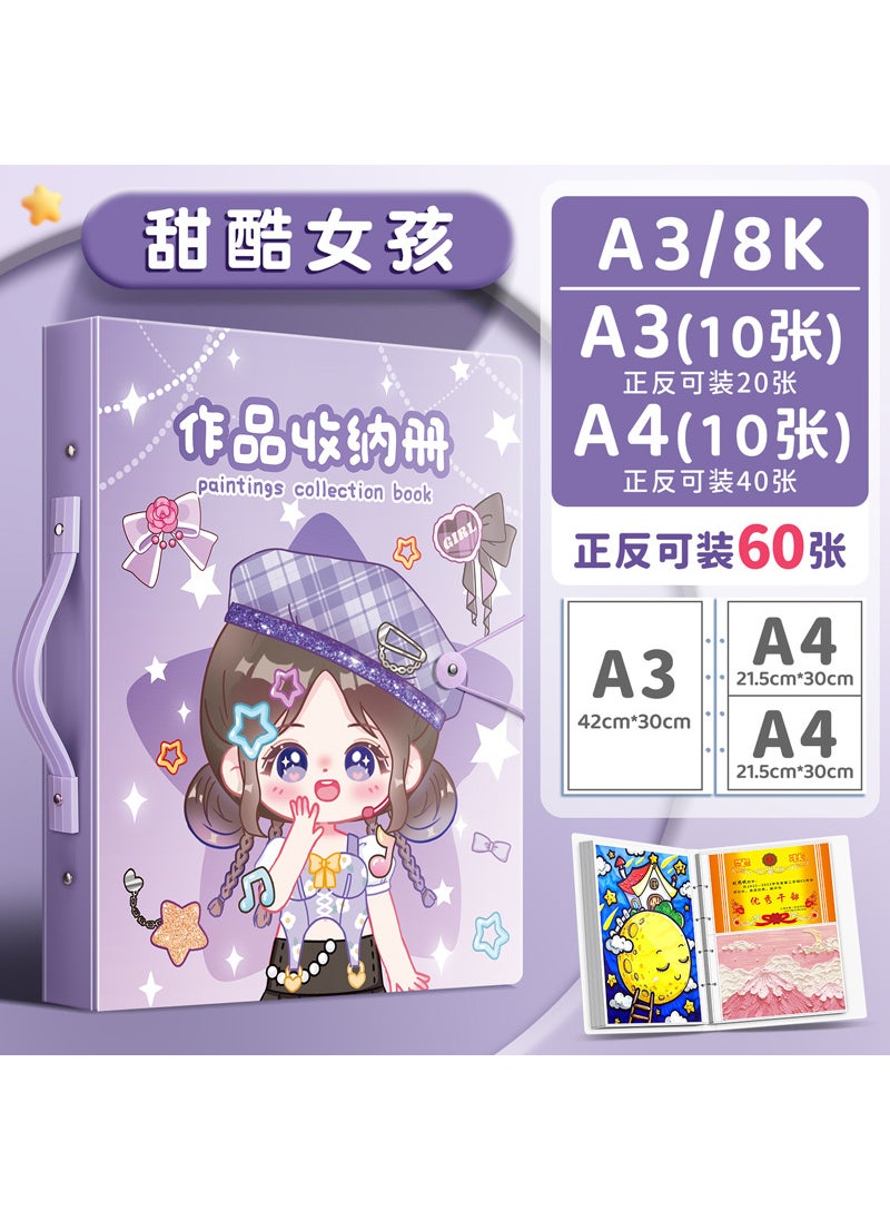 Generic A3 Art Portfolio Binder for Kids Sweet cool girl 