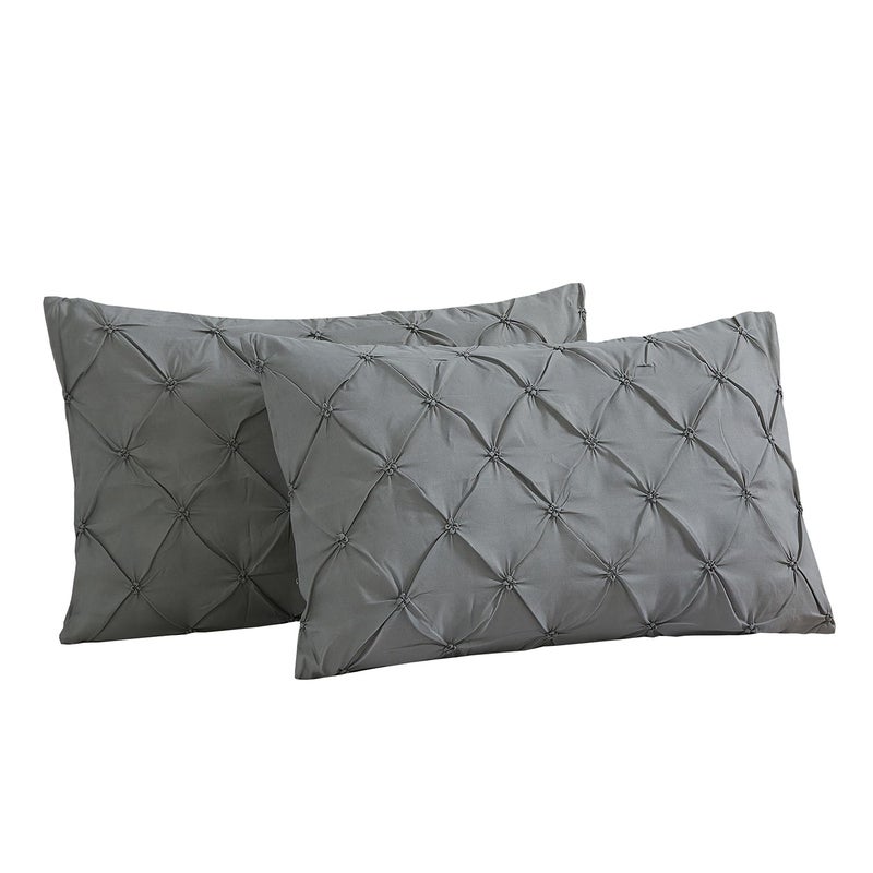 Vaulia Lightweight Soft Microfiber Pillow Shams  Well Crafted Pinch Pleat  King Size (20X36) Grey Color Set Of 2 - Image 2
