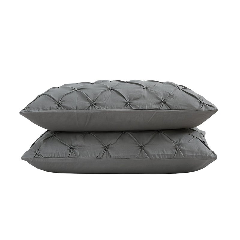 Vaulia Lightweight Soft Microfiber Pillow Shams  Well Crafted Pinch Pleat  King Size (20X36) Grey Color Set Of 2 - Image 3