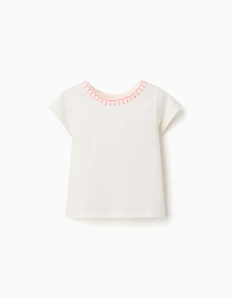Ziddy Cotton T-Shirt With Embroidered Collar