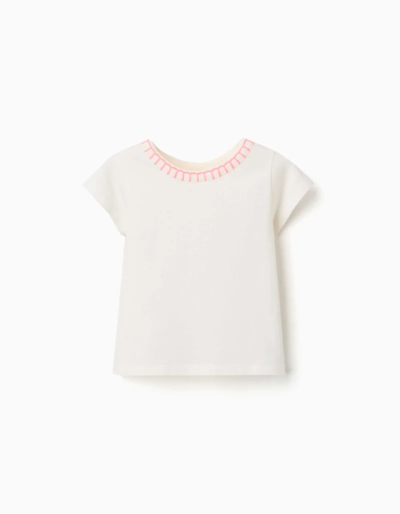 Ziddy Cotton T-Shirt With Embroidered Collar