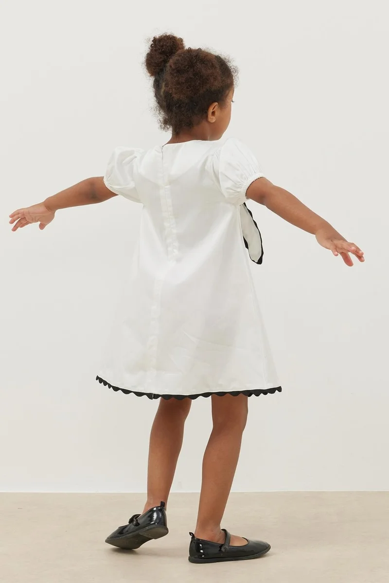 Fahhar Kids Ribbon Dress Cream